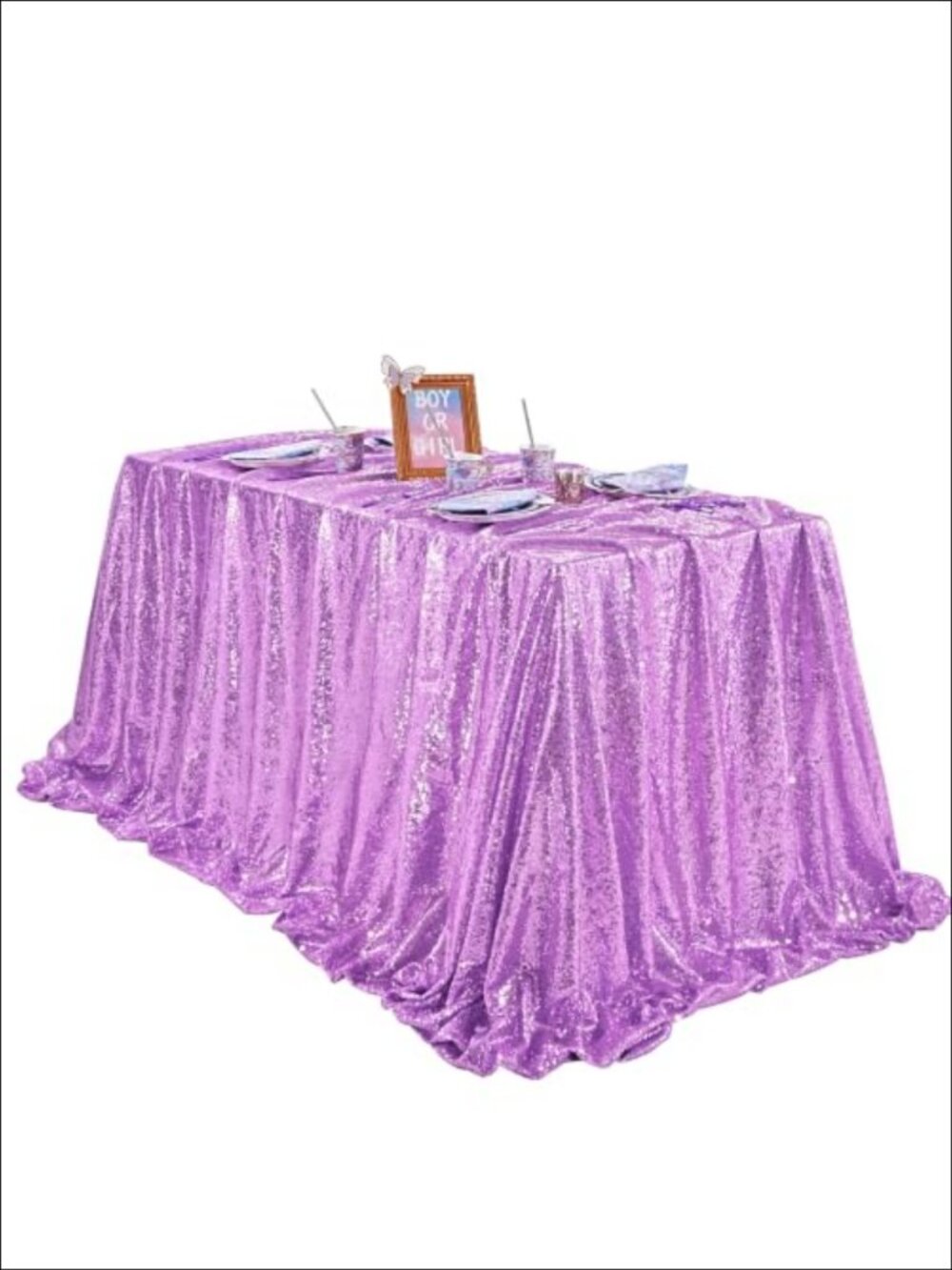 Sequin Tablecloth Rectangular Overlay Shimmer Fabric Party